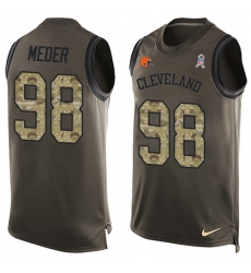 Men's Nike Cleveland Browns #98 Jamie Meder Limited Green Salute to Service Tank Top NFL Jersey