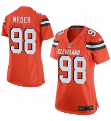 Women's Nike Cleveland Browns #98 Jamie Meder Game Orange Alternate NFL Jersey