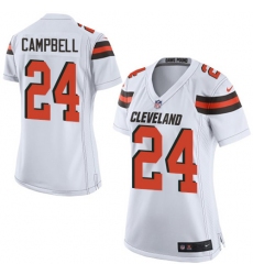 Women's Nike Cleveland Browns #24 Ibraheim Campbell Game White NFL Jersey