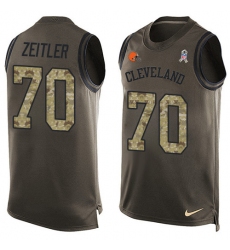 Men's Nike Cleveland Browns #70 Kevin Zeitler Limited Green Salute to Service Tank Top NFL Jersey