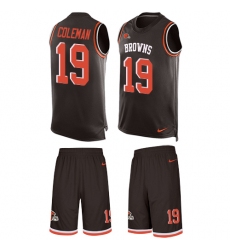 Men's Nike Cleveland Browns #19 Corey Coleman Limited Brown Tank Top Suit NFL Jersey