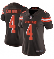 Women's Nike Cleveland Browns #4 Britton Colquitt Elite Brown Team Color NFL Jersey