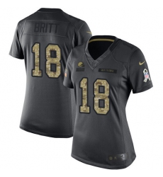 Women's Nike Cleveland Browns #18 Kenny Britt Limited Black 2016 Salute to Service NFL Jersey