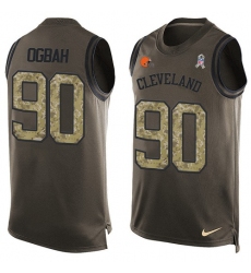 Men's Nike Cleveland Browns #90 Emmanuel Ogbah Limited Green Salute to Service Tank Top NFL Jersey