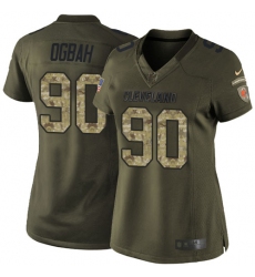Women's Nike Cleveland Browns #90 Emmanuel Ogbah Elite Green Salute to Service NFL Jersey