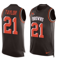 Men's Nike Cleveland Browns #21 Jamar Taylor Limited Brown Player Name & Number Tank Top NFL Jersey