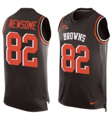 Men's Nike Cleveland Browns #82 Ozzie Newsome Limited Brown Player Name & Number Tank Top NFL Jersey