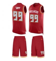 Men's Nike Tampa Bay Buccaneers #99 Warren Sapp Limited Red Tank Top Suit NFL Jersey