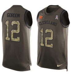 Men's Nike Cleveland Browns #12 Josh Gordon Limited Green Salute to Service Tank Top NFL Jersey