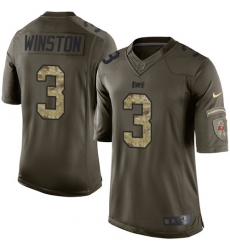 Men's Nike Tampa Bay Buccaneers #3 Jameis Winston Elite Green Salute to Service NFL Jersey