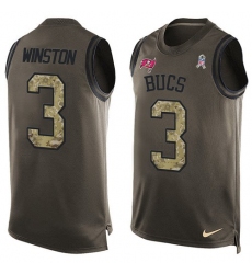 Men's Nike Tampa Bay Buccaneers #3 Jameis Winston Limited Green Salute to Service Tank Top NFL Jersey