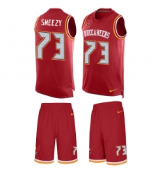 Men's Nike Tampa Bay Buccaneers #73 J. R. Sweezy Limited Red Tank Top Suit NFL Jersey