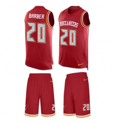 Men's Nike Tampa Bay Buccaneers #20 Ronde Barber Limited Red Tank Top Suit NFL Jersey