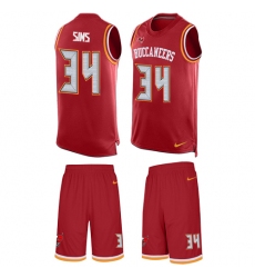 Men's Nike Tampa Bay Buccaneers #34 Charles Sims Limited Red Tank Top Suit NFL Jersey