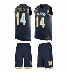 Men's Nike Los Angeles Chargers #14 Dan Fouts Limited Navy Blue Tank Top Suit NFL Jersey