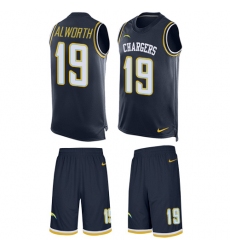 Men's Nike Los Angeles Chargers #19 Lance Alworth Limited Navy Blue Tank Top Suit NFL Jersey