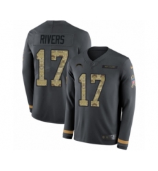 Youth Nike Los Angeles Chargers #17 Philip Rivers Limited Black Salute to Service Therma Long Sleeve NFL Jersey