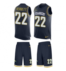 Men's Nike Los Angeles Chargers #22 Jason Verrett Limited Navy Blue Tank Top Suit NFL Jersey