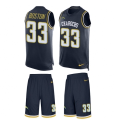 Men's Nike Los Angeles Chargers #33 Tre Boston Limited Navy Blue Tank Top Suit NFL Jersey