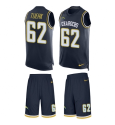 Men's Nike Los Angeles Chargers #62 Max Tuerk Limited Navy Blue Tank Top Suit NFL Jersey