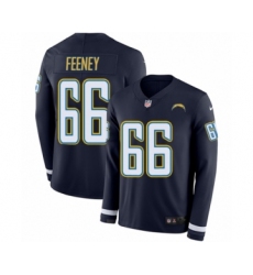 Men's Nike Los Angeles Chargers #66 Dan Feeney Limited Navy Blue Therma Long Sleeve NFL Jersey