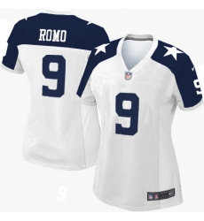 Women's Nike Dallas Cowboys #9 Tony Romo Elite White Throwback Alternate NFL Jersey