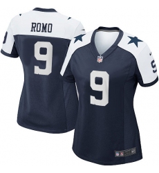 Women's Nike Dallas Cowboys #9 Tony Romo Game Navy Blue Throwback Alternate NFL Jersey