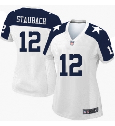 Women's Nike Dallas Cowboys #12 Roger Staubach Elite White Throwback Alternate NFL Jersey