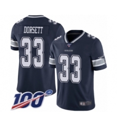 Men's Dallas Cowboys #33 Tony Dorsett Navy Blue Team Color Vapor Untouchable Limited Player 100th Season Football Jersey