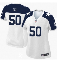 Women's Nike Dallas Cowboys #50 Sean Lee Elite White Throwback Alternate NFL Jersey