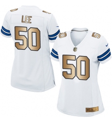 Women's Nike Dallas Cowboys #50 Sean Lee Elite White/Gold NFL Jersey