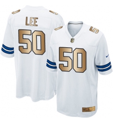 Youth Nike Dallas Cowboys #50 Sean Lee Elite White/Gold NFL Jersey