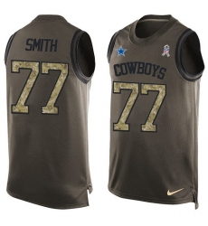 Men's Nike Dallas Cowboys #77 Tyron Smith Limited Green Salute to Service Tank Top NFL Jersey