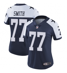 Women's Nike Dallas Cowboys #77 Tyron Smith Elite Navy Blue Throwback Alternate NFL Jersey
