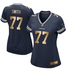 Women's Nike Dallas Cowboys #77 Tyron Smith Elite Navy/Gold Team Color NFL Jersey