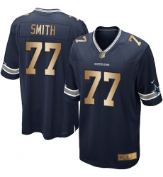 Youth Nike Dallas Cowboys #77 Tyron Smith Elite Navy/Gold Team Color NFL Jersey