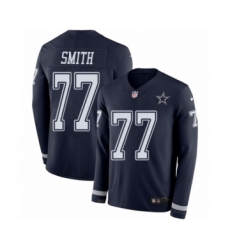 Youth Nike Dallas Cowboys #77 Tyron Smith Limited Navy Blue Therma Long Sleeve NFL Jersey