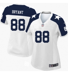 Women's Nike Dallas Cowboys #88 Dez Bryant Game White Throwback Alternate NFL Jersey