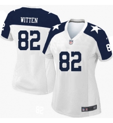 Women's Nike Dallas Cowboys #82 Jason Witten Game White Throwback Alternate NFL Jersey