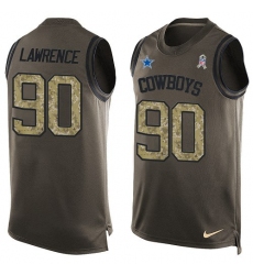 Men's Nike Dallas Cowboys #90 Demarcus Lawrence Limited Green Salute to Service Tank Top NFL Jersey