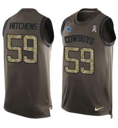 Men's Nike Dallas Cowboys #59 Anthony Hitchens Limited Green Salute to Service Tank Top NFL Jersey