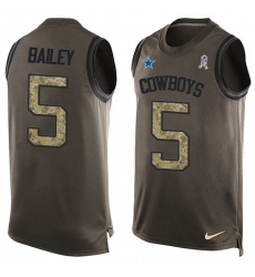 Men's Nike Dallas Cowboys #5 Dan Bailey Limited Green Salute to Service Tank Top NFL Jersey
