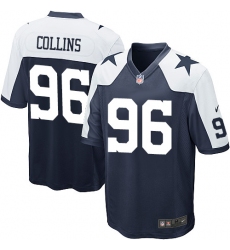 Men's Nike Dallas Cowboys #96 Maliek Collins Game Navy Blue Throwback Alternate NFL Jersey