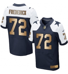 Men's Nike Dallas Cowboys #72 Travis Frederick Elite Navy/Gold Throwback Alternate NFL Jersey