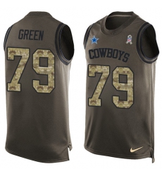 Men's Nike Dallas Cowboys #79 Chaz Green Limited Green Salute to Service Tank Top NFL Jersey