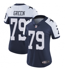Women's Nike Dallas Cowboys #79 Chaz Green Elite Navy Blue Throwback Alternate NFL Jersey