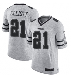 Men's Nike Dallas Cowboys #21 Ezekiel Elliott Limited Gray Gridiron II NFL Jersey