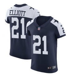 Men's Nike Dallas Cowboys #21 Ezekiel Elliott Navy Blue Throwback Alternate Vapor Untouchable Elite Player NFL Jersey