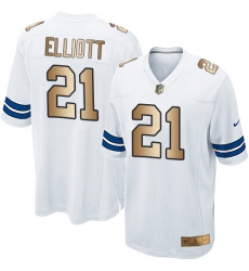 Youth Nike Dallas Cowboys #21 Ezekiel Elliott Elite White/Gold NFL Jersey