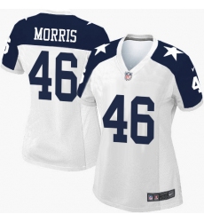 Women's Nike Dallas Cowboys #46 Alfred Morris Elite White Throwback Alternate NFL Jersey